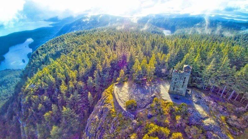 Stone observation tower on Mount Constitution